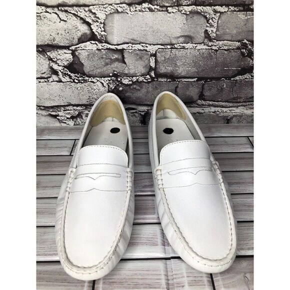 Massimo Matteo Firenze White Leather Driving Moccasins Flats Shoes Women Sz 10B - Picture 10 of 16